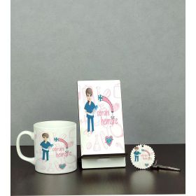 Hediyelen Cerrahi Hemşireye Hediye Üçlü Set (Kupa + Telefon Standı + Anahtarlık)
