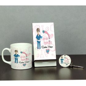 Hediyelen Cerrahi Hemşireye Hediye Üçlü Set (Kupa + Telefon Standı + Anahtarlık)