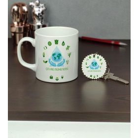 Hediyelen Çevre Mühendisi Kupa Bardak ve Anahtarlık Set