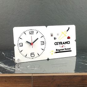 Hediyelen Ceyrancı Ahşap Masa Saati