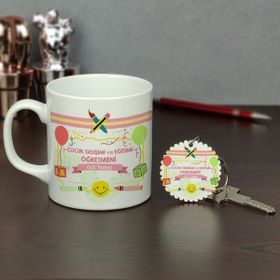 Hediyelen Çocuk Gelişimi ve Eğitimi Öğretmeni Kupa Bardak ve Anahtarlık Set