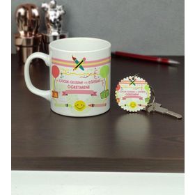 Hediyelen Çocuk Gelişimi ve Eğitimi Öğretmeni Kupa Bardak ve Anahtarlık Set