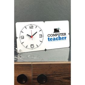 Hediyelen Computer Teacher Ahşap Masa Saati