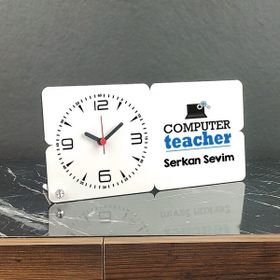 Hediyelen Computer Teacher Ahşap Masa Saati