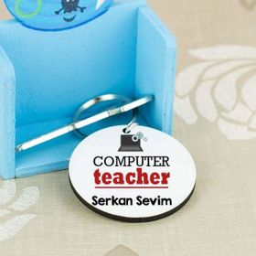 Hediyelen Computer Teacher Kırmızı Tasarım Duvar Saati
