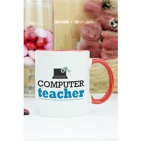 Hediyelen Computer Teacher Kırmızı Tasarım Duvar Saati