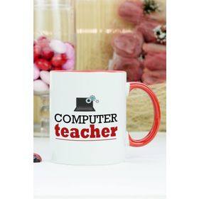 Hediyelen Computer Teacher Kırmızı Tasarım Duvar Saati