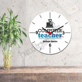 Hediyelen Computer Teacher Mavi Tasarım Duvar Saati