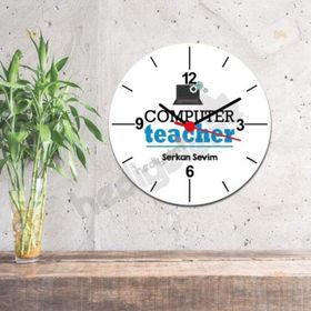 Hediyelen Computer Teacher Mavi Tasarım Duvar Saati