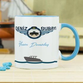 Hediyelen Deniz Subayı Mavi Kupa Bardak