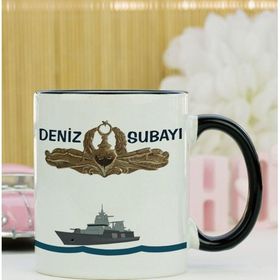 Hediyelen Deniz Subayı Siyah Kupa Bardak