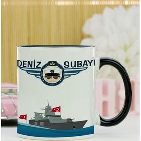 Hediyelen Deniz Subayı Siyah Kupa Bardak
