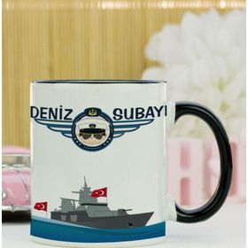 Hediyelen Deniz Subayı Siyah Kupa Bardak