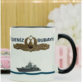 Hediyelen Deniz Subayı Siyah Kupa Bardak