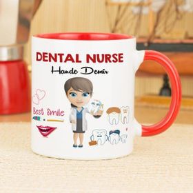 Hediyelen Dental Nurse Kırmızı Kupa Bardak