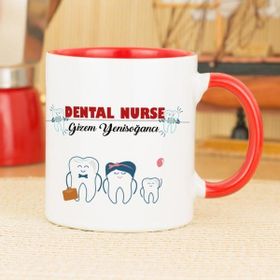Hediyelen Dental Nurse Kırmızı Kupa Bardak
