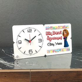 Hediyelen Din Dersi Öğretmeni Ahşap Masa Saati