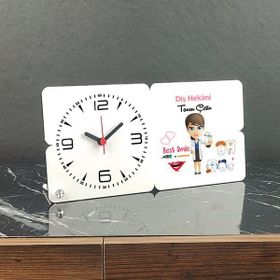 Hediyelen Diş Hekimi 003 Ahşap Masa Saati