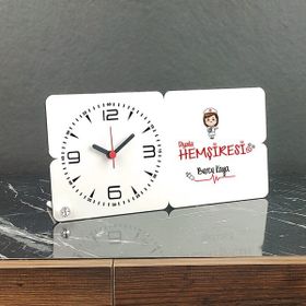 Hediyelen Diyaliz Hemşiresi 001 Ahşap Masa Saati