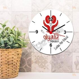 Hediyelen Diyaliz Teknikeri Kırmızı Tasarım Duvar Saati