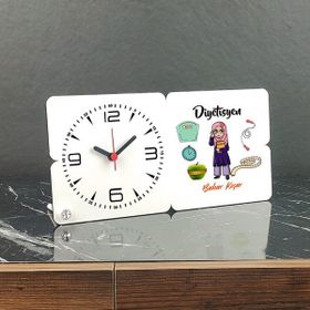 Hediyelen Diyetisyen 001 Ahşap Masa Saati