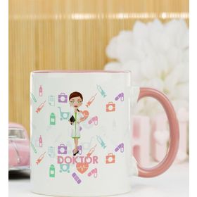 Hediyelen Doktor Pembe Kupa Bardak