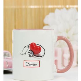 Hediyelen Doktor Pembe Kupa Bardak