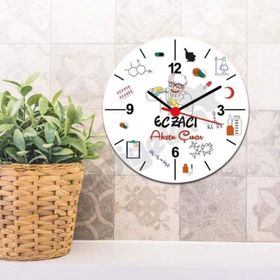Hediyelen Eczacı Kırmızı Tasarım Duvar Saati