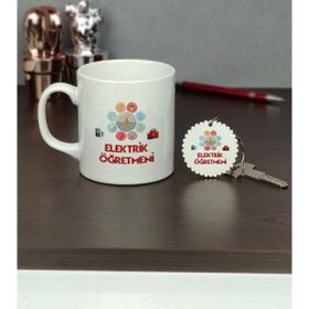 Hediyelen Elektrik Öğretmeni Kupa Bardak ve Anahtarlık Set