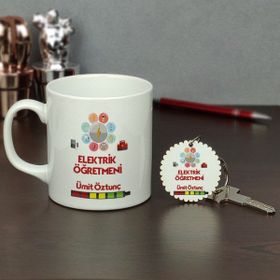Hediyelen Elektrik Öğretmeni Kupa Bardak ve Anahtarlık Set