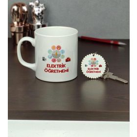 Hediyelen Elektrik Öğretmeni Kupa Bardak ve Anahtarlık Set