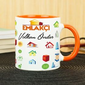 Hediyelen Emlakçı Turuncu Kupa Bardak