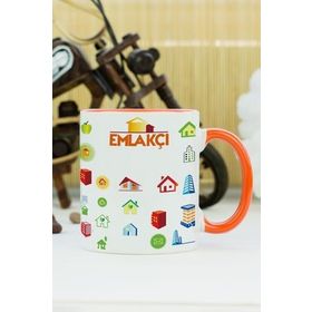 Hediyelen Emlakçı Turuncu Kupa Bardak