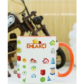 Hediyelen Emlakçı Turuncu Kupa Bardak