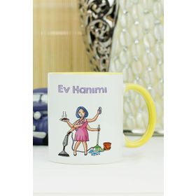 Hediyelen Ev Hanımı Sarı Kupa Bardak