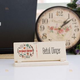 Hediyelen Fen Bilimleri Öğretmenine Hediye Kırmızı Tasarım Taş İsimlik