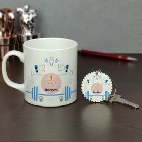 Hediyelen Fitness Eğitmeni Kupa Bardak ve Anahtarlık Set