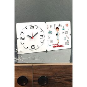 Hediyelen Fizyoterapi Teknikeri Ahşap Masa Saati