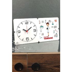 Hediyelen Fizyoterapi Teknikeri Ahşap Masa Saati