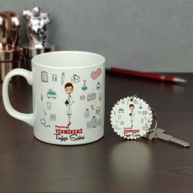 Hediyelen Fizyoterapi Teknikeri Kupa Bardak ve Anahtarlık Set