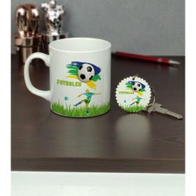 Hediyelen Futbolcu Kupa Bardak ve Anahtarlık Set