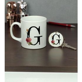 Hediyelen G Harfi Kupa Bardak ve Anahtarlık Set