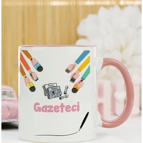 Hediyelen Gazeteci Pembe Kupa Bardak