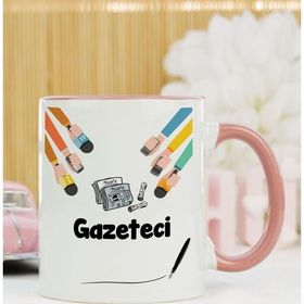 Hediyelen Gazeteci Pembe Kupa Bardak
