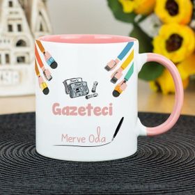 Hediyelen Gazeteci Pembe Kupa Bardak