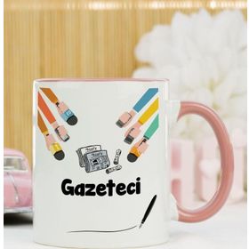 Hediyelen Gazeteci Pembe Kupa Bardak
