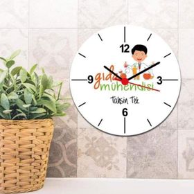 Hediyelen Gıda Mühendisi Erkek Figür Duvar Saati