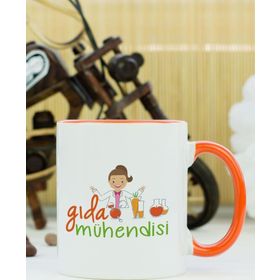 Hediyelen Gıda Mühendisi Turuncu Kupa Bardak