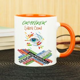 Hediyelen Grafiker Turuncu Kupa Bardak