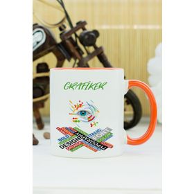 Hediyelen Grafiker Turuncu Kupa Bardak
